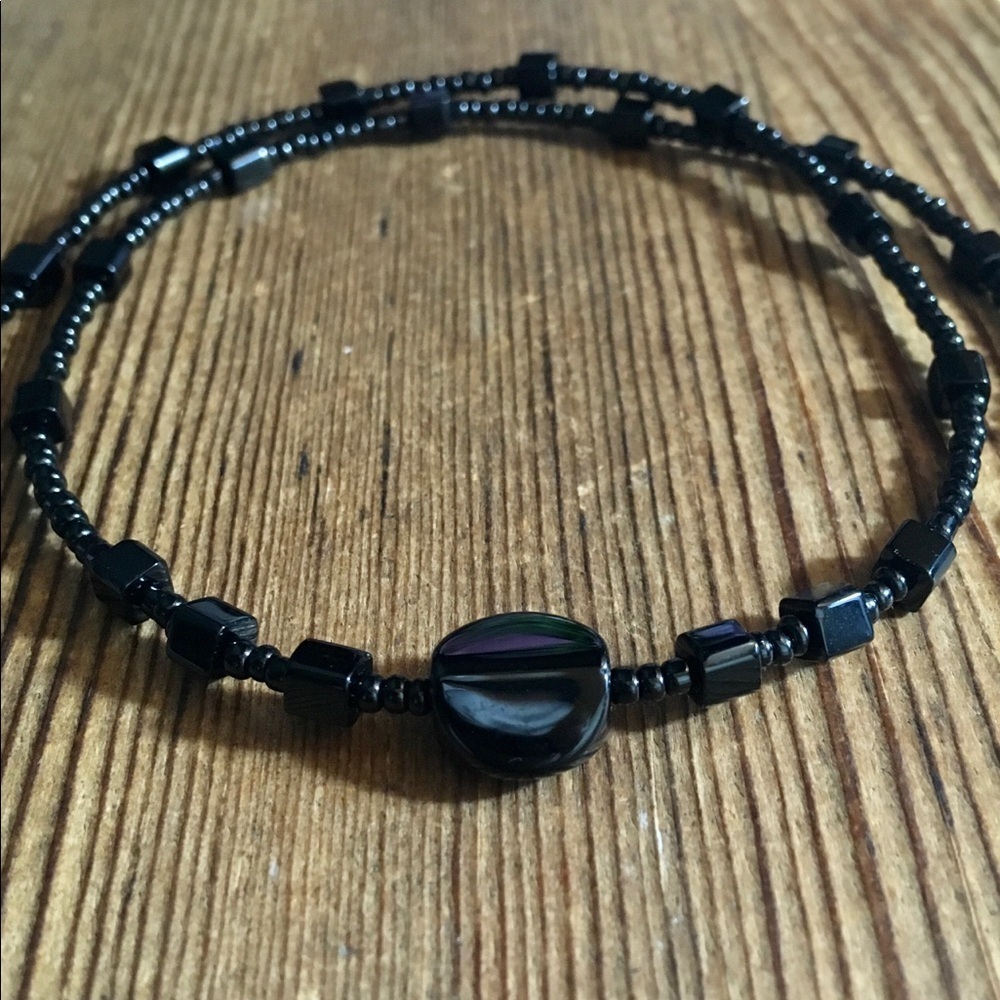 Ladies Black Beaded Necklace Handmade Ladies Necklace Black Ladies Necklace